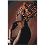 Jucarii, Copii si Bebe - Jucarii si jocuri - Jucarii & jocuri educative - Seturi pictura si desen - Set pictura pe numere Femeie africana 1193, panza bumbac pe rama lemn, 90 x 120 cm - Infinity.ro