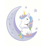 Jucarii, Copii si Bebe - Jucarii si jocuri - Jucarii & jocuri educative - Seturi pictura si desen - Set pictura pe numere Unicorn pe luna 1304, panza bumbac pe rama lemn, 90 x 120 cm - Infinity.ro