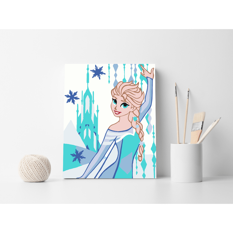 Jucarii, Copii si Bebe - Jucarii si jocuri - Jucarii & jocuri educative - Seturi pictura si desen - Set pictura pe numere Elsa 1324, panza bumbac pe rama lemn, 90 x 120 cm - Infinity.ro