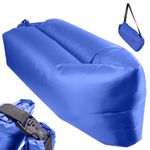 Sport si Outdoor - Camping - Saltele si accesorii pentru somn - Saltele camping - Saltea Autogonflabila "Lazy Bag" tip sezlong, 230 x 70cm, culoare Bleumarin, pentru camping, plaja sau piscina - Infinity.ro