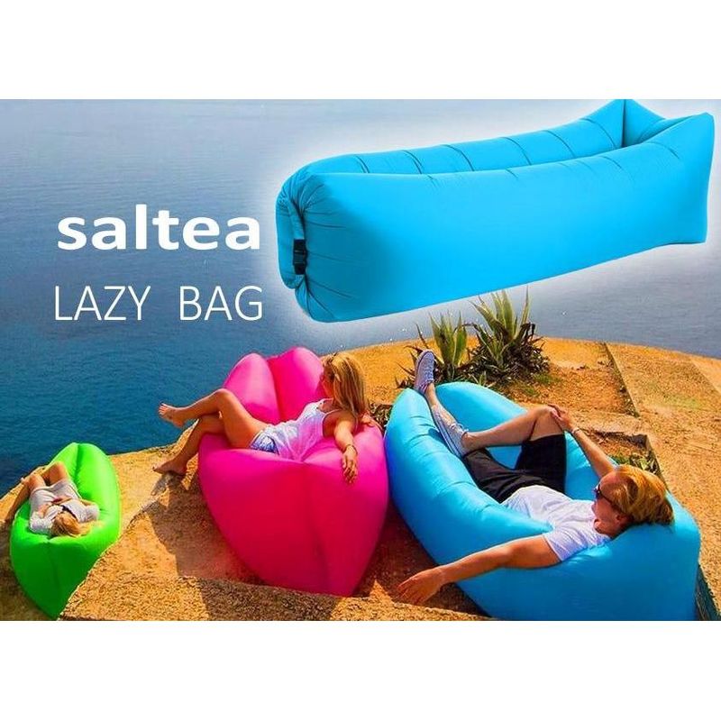 Sport si Outdoor - Camping - Saltele si accesorii pentru somn - Saltele camping - Saltea Autogonflabila "Lazy Bag" tip sezlong, 230 x 70cm, culoare Bleumarin, pentru camping, plaja sau piscina - Infinity.ro