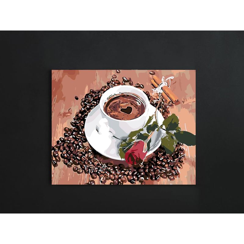 Jucarii, Copii si Bebe - Jucarii si jocuri - Jucarii & jocuri educative - Seturi pictura si desen - Set pictura pe numere I love coffe 1178, panza bumbac pe rama lemn, 90 x 120 cm - Infinity.ro