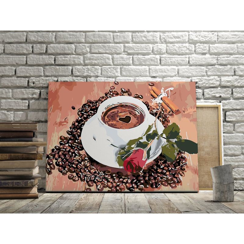 Jucarii, Copii si Bebe - Jucarii si jocuri - Jucarii & jocuri educative - Seturi pictura si desen - Set pictura pe numere I love coffe 1178, panza bumbac pe rama lemn, 90 x 120 cm - Infinity.ro