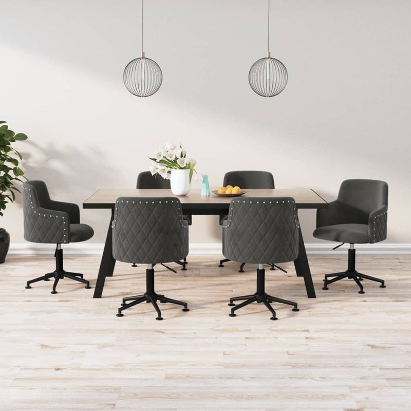 Casa si Gradina - Mobilier - Scaune si fotolii - Scaune - Scaun de bucatarie pivotant, 6 buc., catifea, gri inchis, model 1 - Infinity.ro