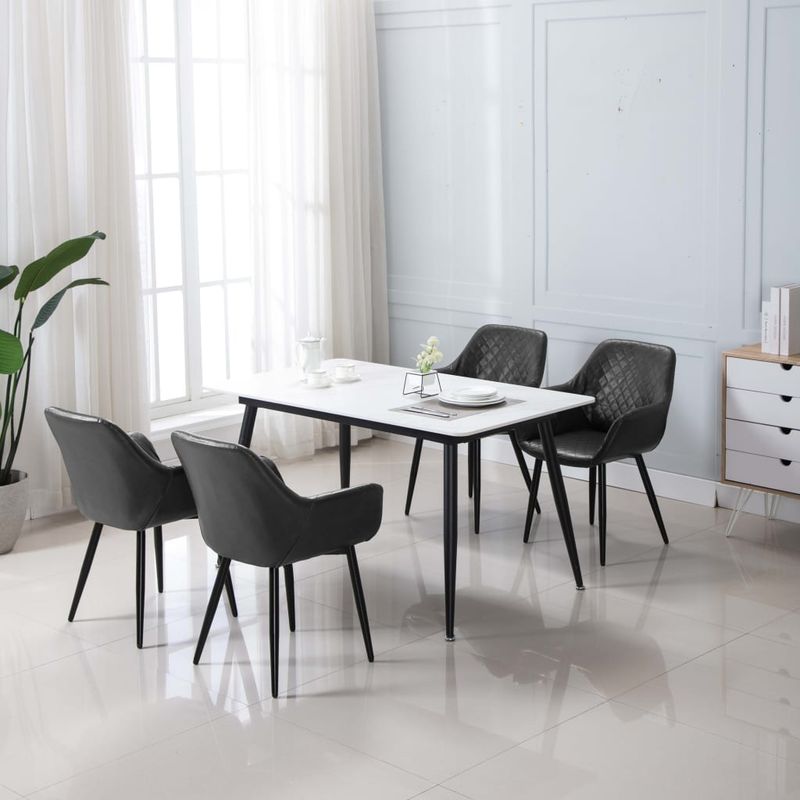 Casa si Gradina - Mobilier - Scaune si fotolii - Scaune - Scaune de bucatarie, 4 buc., piele ecologica, gri - Infinity.ro