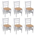 Casa si Gradina - Mobilier - Scaune si fotolii - Scaune - Scaune de bucatarie, 6 buc., lemn de pin si stuf, alb - Infinity.ro