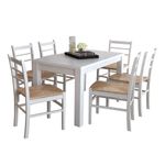Casa si Gradina - Mobilier - Scaune si fotolii - Scaune - Scaune de bucatarie, 6 buc., lemn de pin si stuf, alb - Infinity.ro