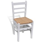 Casa si Gradina - Mobilier - Scaune si fotolii - Scaune - Scaune de bucatarie, 6 buc., lemn de pin si stuf, alb - Infinity.ro