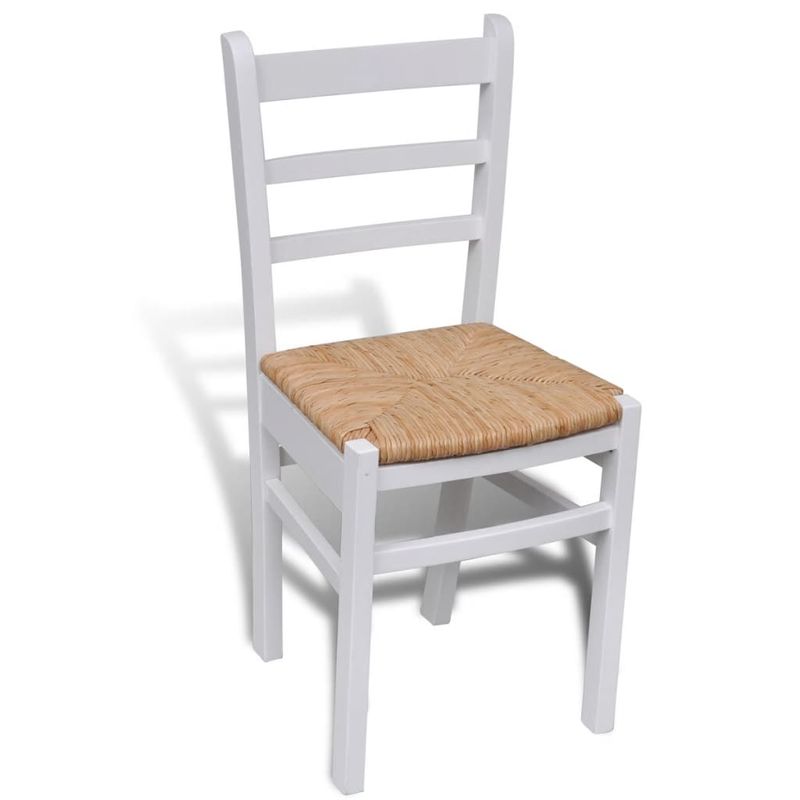 Casa si Gradina - Mobilier - Scaune si fotolii - Scaune - Scaune de bucatarie, 6 buc., lemn de pin si stuf, alb - Infinity.ro
