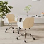 Casa si Gradina - Mobilier - Scaune si fotolii - Scaune - Scaune de bucatarie pivotante, 2 buc., material textil, crem, model 5 - Infinity.ro
