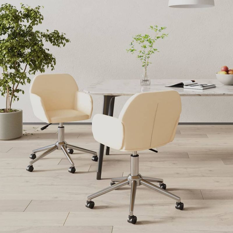 Casa si Gradina - Mobilier - Scaune si fotolii - Scaune - Scaune de bucatarie pivotante, 2 buc., material textil, crem, model 5 - Infinity.ro