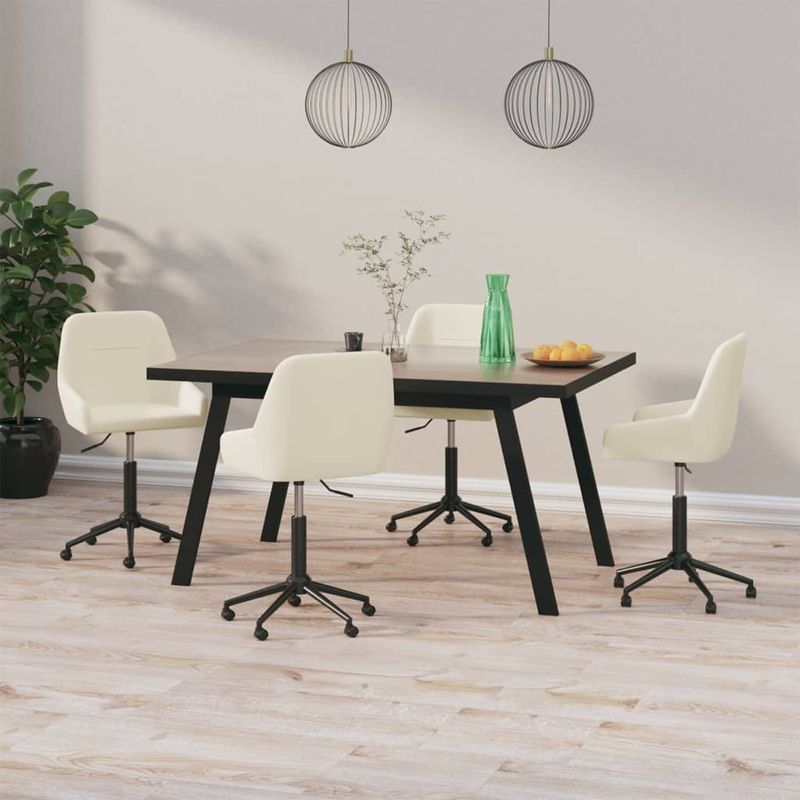 Casa si Gradina - Mobilier - Scaune si fotolii - Scaune - Scaune de bucatarie pivotante, 4 buc., catifea, crem, model 2 - Infinity.ro