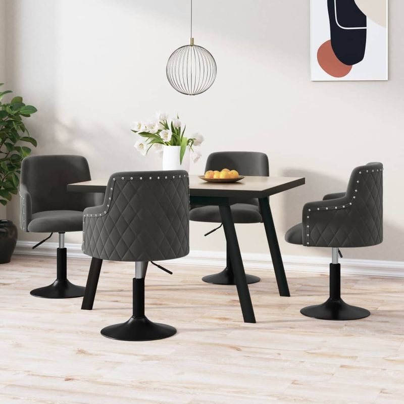 Casa si Gradina - Mobilier - Scaune si fotolii - Scaune - Scaune de bucatarie pivotante, 4 buc., catifea, gri inchis, model 40 - Infinity.ro