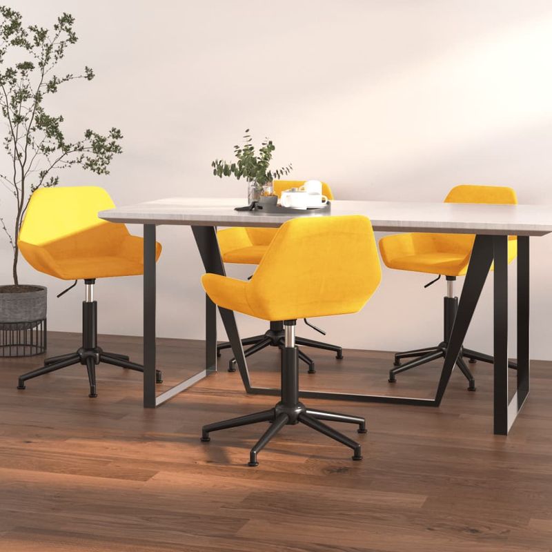Casa si Gradina - Mobilier - Scaune si fotolii - Scaune - Scaune de bucatarie pivotante, 4 buc., catifea, galben mustar, model 18 - Infinity.ro