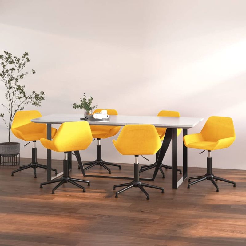 Casa si Gradina - Mobilier - Scaune si fotolii - Scaune - Scaune de bucatarie pivotante, 6 buc., catifea, galben mustar, model 19 - Infinity.ro