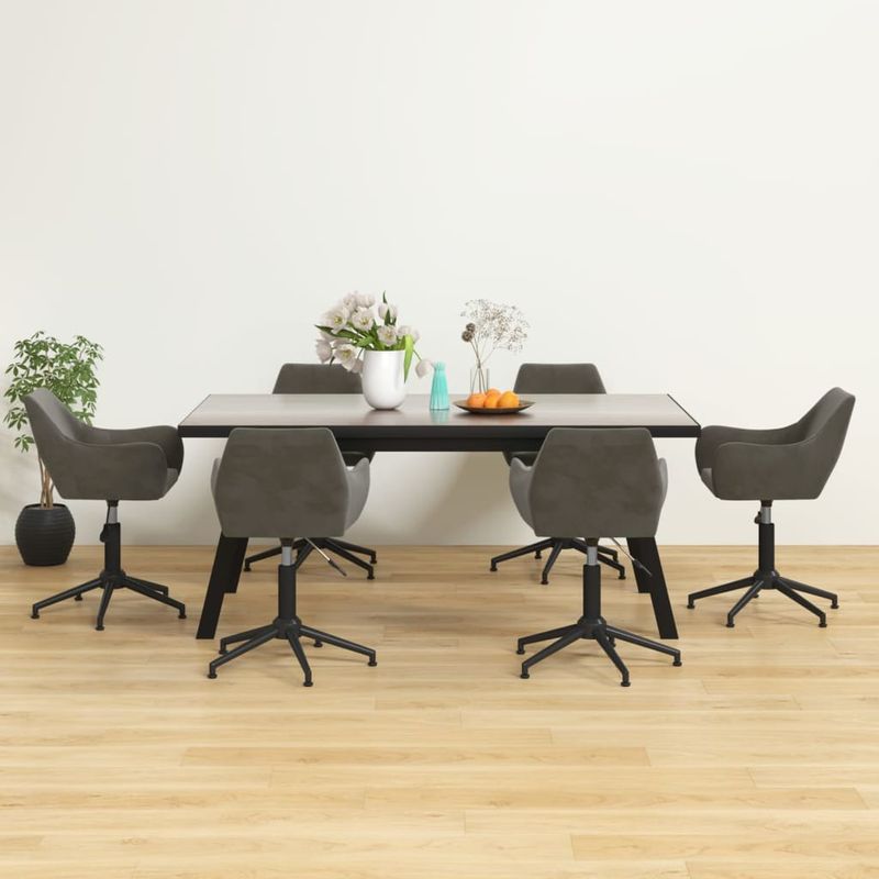 Casa si Gradina - Mobilier - Scaune si fotolii - Scaune - Scaune de bucatarie pivotante, 6 buc., catifea, gri inchis, model 30 - Infinity.ro