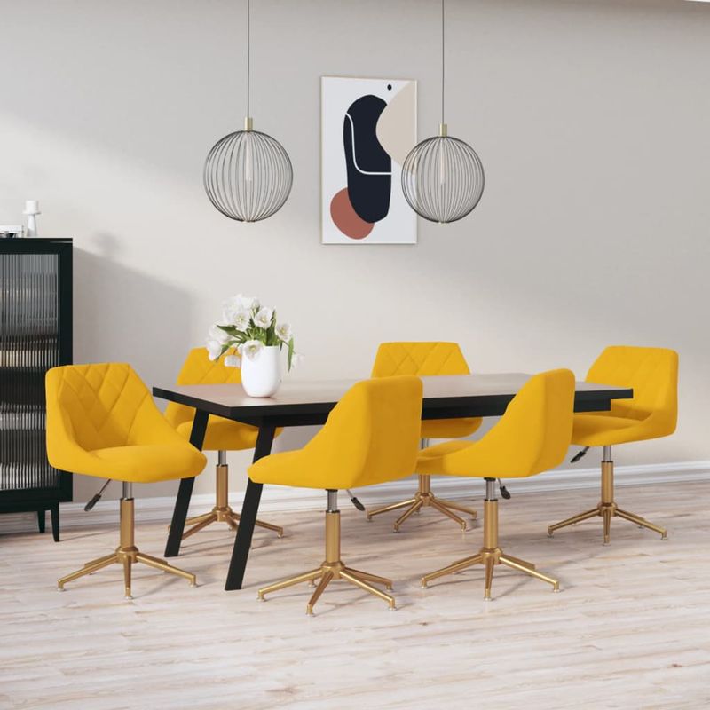 Casa si Gradina - Mobilier - Scaune si fotolii - Scaune - Scaune de bucatarie pivotante, 6 buc., catifea, galben mustar, model 38 - Infinity.ro