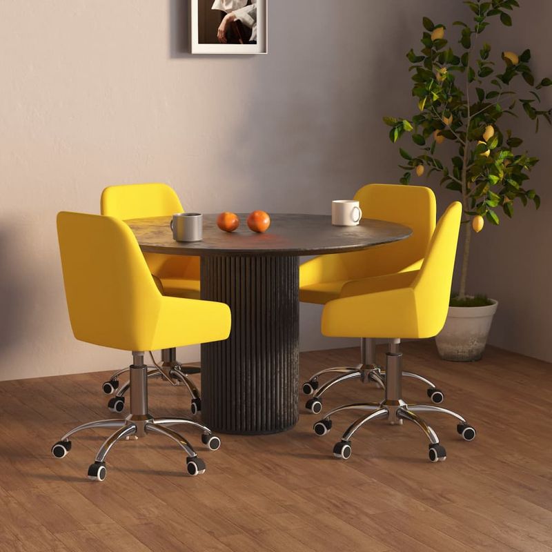 Casa si Gradina - Mobilier - Scaune si fotolii - Scaune - Scaune de bucatarie pivotante, 4 buc., textil, galben mustar, model 6 - Infinity.ro