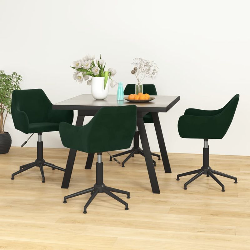 Casa si Gradina - Mobilier - Scaune si fotolii - Scaune - Scaune de bucatarie pivotante, 4 buc., catifea, verde inchis, model 39 - Infinity.ro