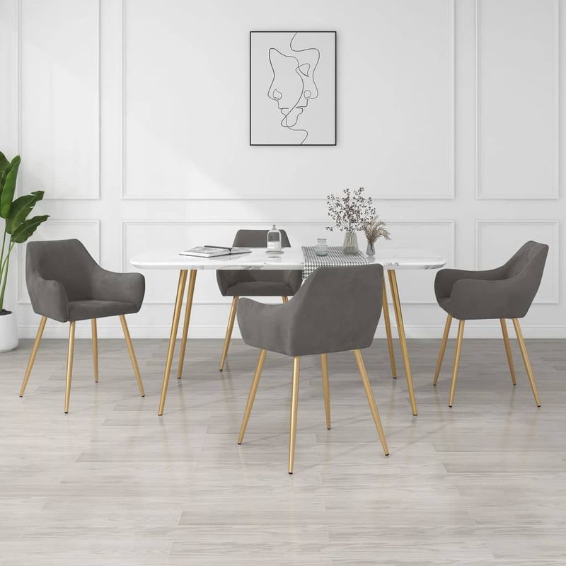 Casa si Gradina - Mobilier - Scaune si fotolii - Scaune - Scaune de bucatarie, 4 buc., catifea, gri inchis, model 11 - Infinity.ro