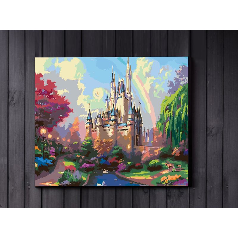 Jucarii, Copii si Bebe - Jucarii si jocuri - Jucarii & jocuri educative - Seturi pictura si desen - Set pictura pe numere Castel 1104, panza bumbac pe rama lemn, 40 x 50 cm - Infinity.ro