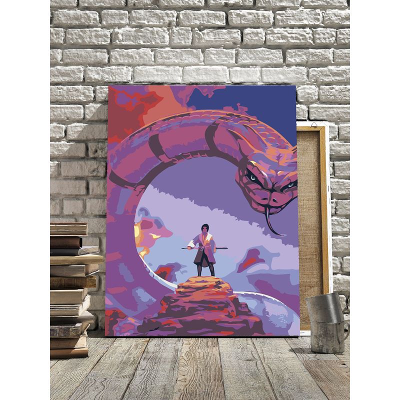 Jucarii, Copii si Bebe - Jucarii si jocuri - Jucarii & jocuri educative - Seturi pictura si desen - Set pictura pe numere Anime 1151, panza bumbac pe rama lemn, 40 x 60 cm - Infinity.ro