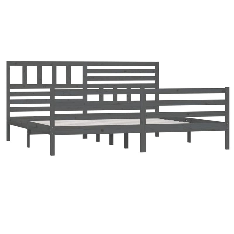 Casa si Gradina - Mobilier - Paturi si accesorii - Paturi - Cadru de pat mic single, gri , 200x200 cm, lemn masiv - Infinity.ro