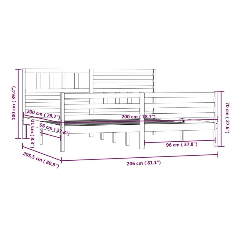Casa si Gradina - Mobilier - Paturi si accesorii - Paturi - Cadru de pat mic single, gri , 200x200 cm, lemn masiv - Infinity.ro