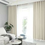 Casa si Gradina - Textile si covoare - Perdele si draperii - Draperii - Set draperie din catifea blackout cu rejansa transparenta cu ate pentru galerie, Madison, 200x265 cm, densitate 700 g ml, Meringue, 2 buc - Infinity.ro