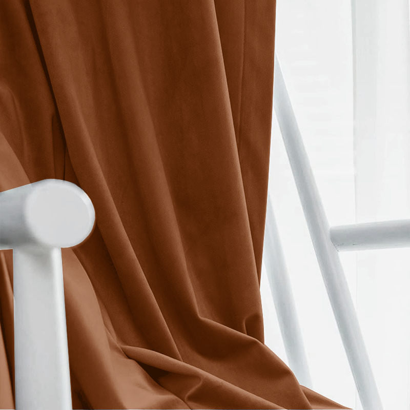 Casa si Gradina - Textile si covoare - Perdele si draperii - Draperii - Set draperie din catifea blackout cu rejansa transparenta cu ate pentru galerie, Madison, 200x235 cm, densitate 700 g ml, Sepia, 2 buc - Infinity.ro