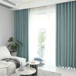 Casa si Gradina - Textile si covoare - Perdele si draperii - Draperii - Set draperie din catifea blackout cu rejansa transparenta cu ate pentru galerie, Madison, 150x215 cm, densitate 700 g ml, Morning Blue, 2 buc - Infinity.ro