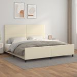 Casa si Gradina - Mobilier - Paturi si accesorii - Paturi - Cadru de pat cu tablie, crem, 200x200 cm, piele ecologica - Infinity.ro