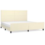 Casa si Gradina - Mobilier - Paturi si accesorii - Paturi - Cadru de pat cu tablie, crem, 200x200 cm, piele ecologica - Infinity.ro
