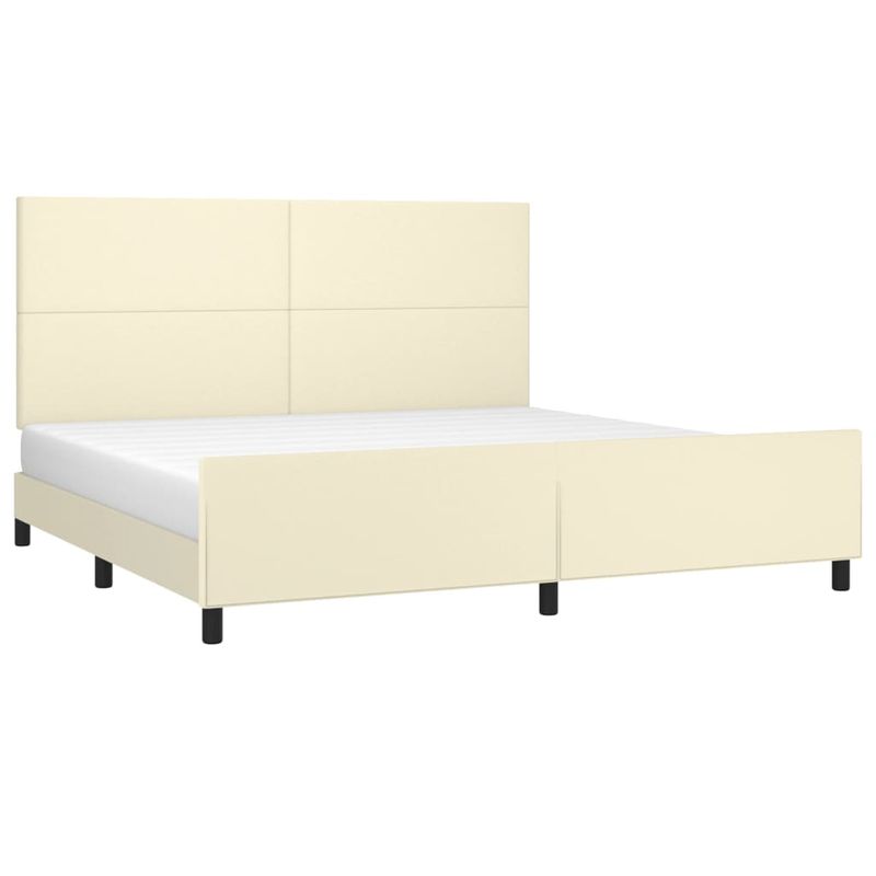 Casa si Gradina - Mobilier - Paturi si accesorii - Paturi - Cadru de pat cu tablie, crem, 200x200 cm, piele ecologica - Infinity.ro