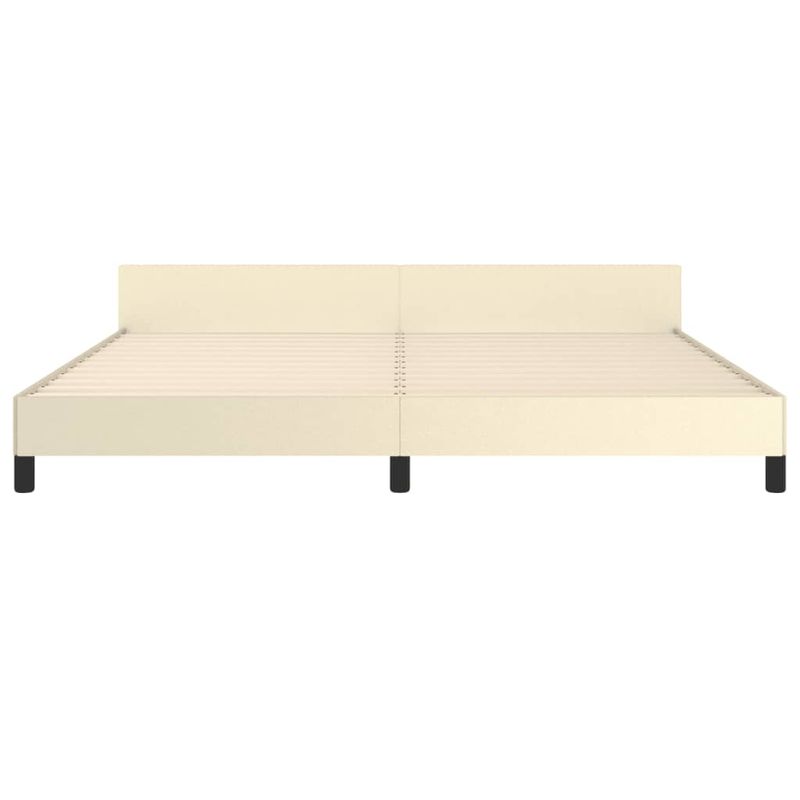 Casa si Gradina - Mobilier - Paturi si accesorii - Paturi - Cadru de pat cu tablie, crem, 200x200 cm, piele ecologica - Infinity.ro