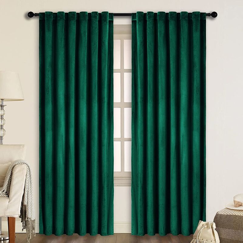 Casa si Gradina - Textile si covoare - Perdele si draperii - Draperii - Draperie din catifea cu rejansa transparenta cu ate pentru galerie, Madison, 200x210 cm, densitate 700 g/ml, Sacramento Green, 1 buc - Infinity.ro