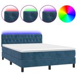 Casa si Gradina - Mobilier - Paturi si accesorii - Paturi - Pat cu arcuri, saltea si LED, gri inchis, 140x200 cm, catifea - Infinity.ro