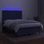 Casa si Gradina - Mobilier - Paturi si accesorii - Paturi - Pat cu arcuri, saltea si LED, albastru, 140x200 cm, textil - Infinity.ro