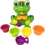 Jucarii, Copii si Bebe - Jucarii si jocuri - Jucarii bebelusi - Jucarii interactive bebelusi - Set de jucarie pentru baie broscuta tip moara de apa, cu ventuza si 5 paharute de apa cu diverse animalute - Infinity.ro
