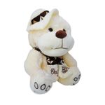 Jucarii, Copii si Bebe - Jucarii si jocuri - Jucarii de plus - Catel de plus cu palarie si fular, alb/maro - Infinity.ro