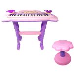 Jucarii, Copii si Bebe - Jucarii si jocuri - Jucarii de rol - Instrumente muzicale de jucarie - Set complet muzical copii cu orga electronica, microfon si scaunel, 37 taste pian, 8 ritmuri diferite, 4 sunete de instrumente adifer - Infinity.ro