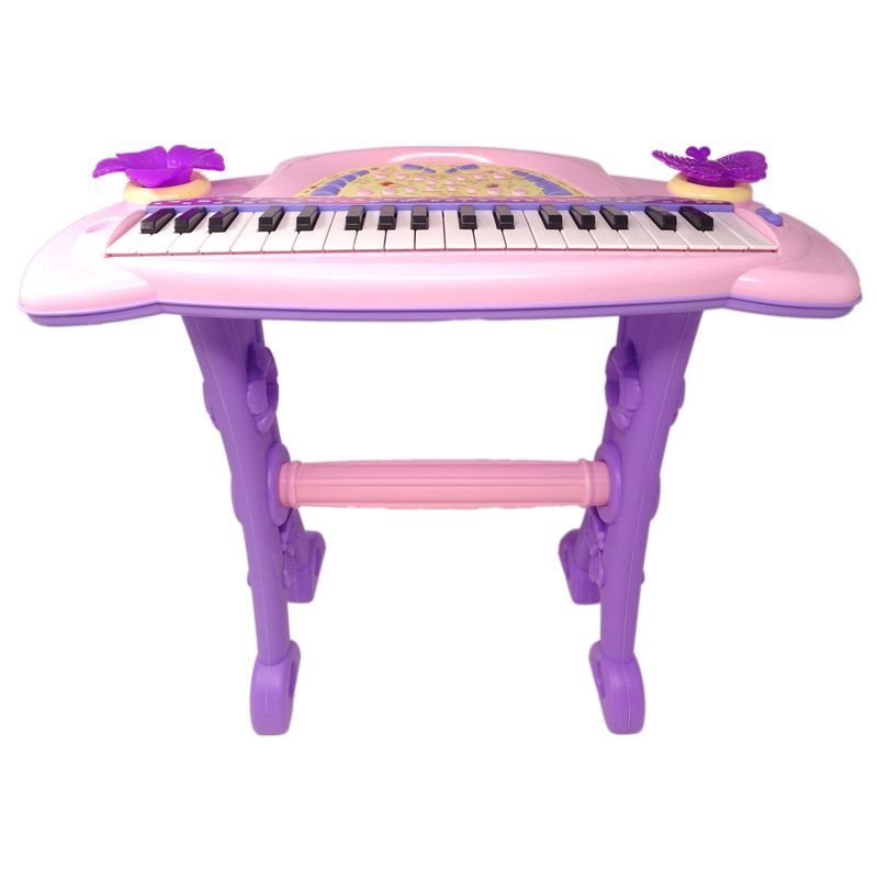 Jucarii, Copii si Bebe - Jucarii si jocuri - Jucarii de rol - Instrumente muzicale de jucarie - Set complet muzical copii cu orga electronica, microfon si scaunel, 37 taste pian, 8 ritmuri diferite, 4 sunete de instrumente adifer - Infinity.ro