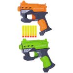 Jucarii, Copii si Bebe - Jucarii si jocuri - Jucarii de rol - Arme de jucarie - Set pistoale de jucarie, 2 pistoale, 6 gloante din spuma, multicolor - Infinity.ro