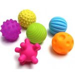 Jucarii, Copii si Bebe - Jucarii si jocuri - Jucarii bebelusi - Jucarii pentru dentitie - Set 6 mingi senzoriale pentru bebelusi si nou nascuti, jucarie dentitie din material moale - Infinity.ro