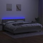 Casa si Gradina - Mobilier - Paturi si accesorii - Paturi - Pat cu arcuri, saltea si LED, gri deschis, 200x200 cm, textil - Infinity.ro