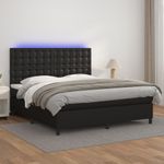 Casa si Gradina - Mobilier - Paturi si accesorii - Paturi - Pat cu arcuri, saltea si LED, negru, 160x200cm, piele ecologica - Infinity.ro