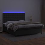 Casa si Gradina - Mobilier - Paturi si accesorii - Paturi - Pat cu arcuri, saltea si LED, negru, 160x200cm, piele ecologica - Infinity.ro