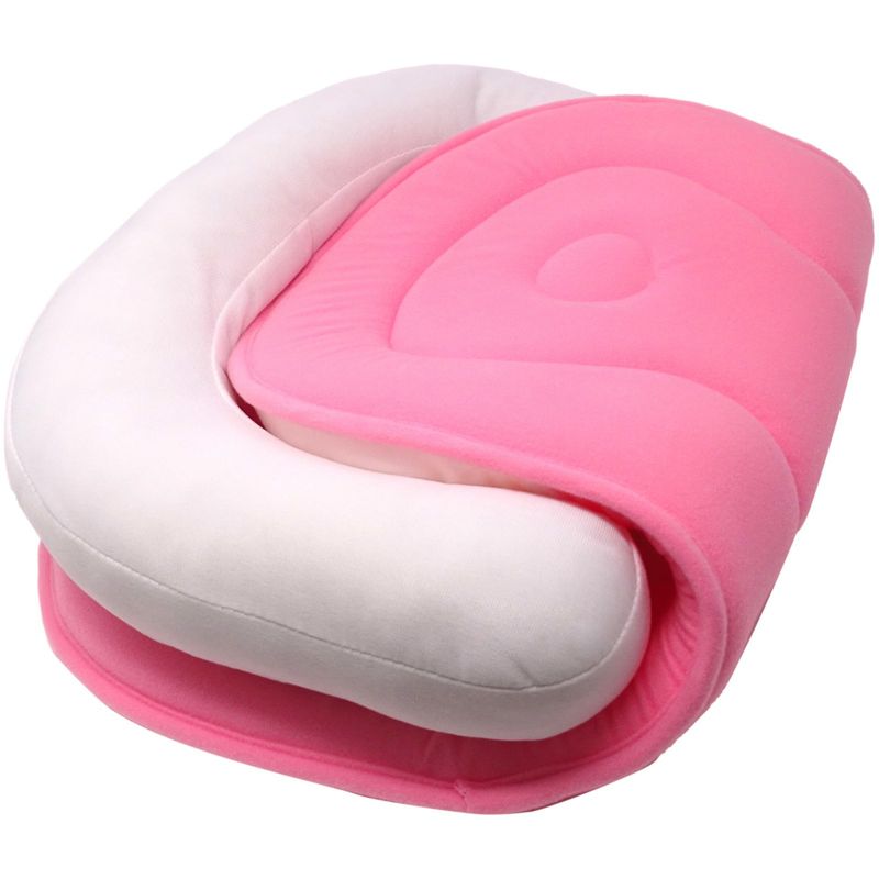 Casa si Gradina - Textile si covoare - Perne si pilote - Perne copii - Perna speciala suport cap pentru bebelusi si nou nascuti, reglabila, alb/roz - Infinity.ro