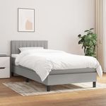 Casa si Gradina - Mobilier - Paturi si accesorii - Paturi - Pat box spring cu saltea, gri deschis, 90x190 cm, textil - Infinity.ro