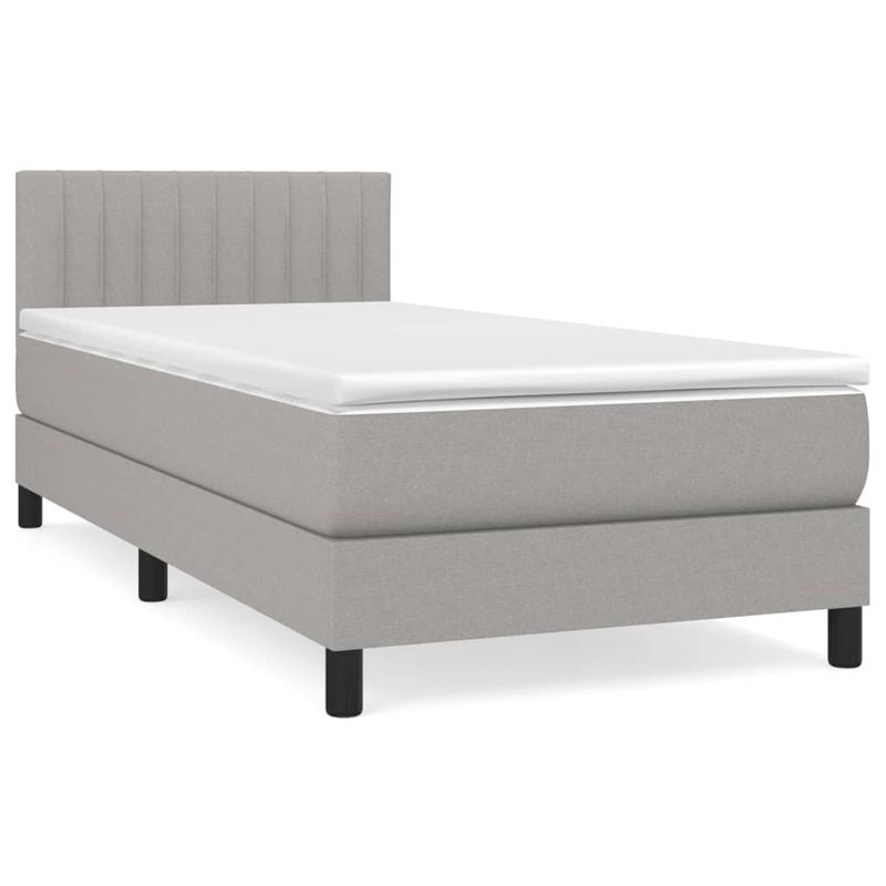 Casa si Gradina - Mobilier - Paturi si accesorii - Paturi - Pat box spring cu saltea, gri deschis, 90x190 cm, textil - Infinity.ro